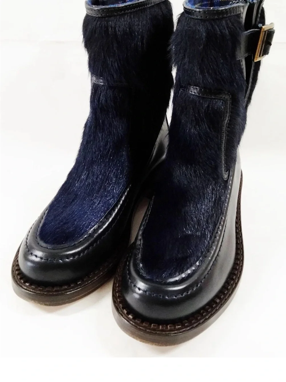 Women's Black Ankle Boot with Buckle Accent